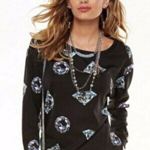 Juicy Couture AOP Shine Bright Like A Diamond Sweatshirt Black Size XL